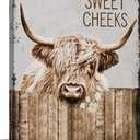 Highland Cow Wall Art - Rustic Cow Pictures, Farmhouse Bathroom Decor, Country Cattle Painting, 16x24 inch Framed Canvas Print for Office, Bedroom, Kitchen, Dining Room