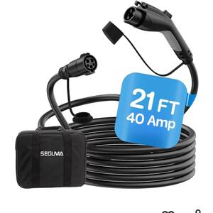 EV Charger Extension Cable, 21ft 40Amp J1772 Extension Cable Compatible with 110V-240V SAE J1772 EV Chargers, Suitable for J1772 EVs/PHEVs, Level 1/ Level 2 IP66 Car Charger Extension Cord with Bag