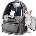 Cawypety Cat Backpack Carrier, Breathable Cat Carrier Large Space Bubble Pet Backpack for Kitty Small Dog up to 12lbs, Transparent & Foldable Pet Carrier for Travel Hiking (Dark Gray)