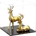 12 Inch Clear Acrylic Case for Display, Cube Clear Display Acrylic Box for Collectibles, Alternative Glass Case with Black Base for Display Figures Home Storage Organizing Toys Arts Showcase