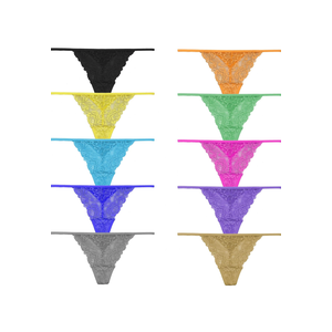 Pack 10 G-String Underwear for Women Lace Thongs Panties, Assorted Different Lace Pattern & Colors ,Size M
