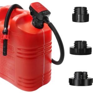FUELIO Fuel Transfer Pump Battery Powered Gas Pump For 5 Gallon Gas Can: Automatict Shut-off Nozzle, 42 IN Long Hose, 3 Adapters for 4 Size Gasoline Tank