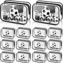 Demonwer 12 Pcs Soccer Snack Bags for Team Gifts Black Soccer Goodie Treat Clear PVC Candy Pouch Bags with Zipper for Team Birthday Sport Party Favors