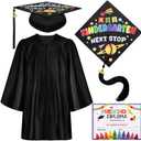 JATEBI 2026 Preschool Graduation Cap Gown Set Graduation Outfit with Tassel Cap Certificate for Boys Girls (Black)