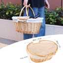 Wicker Basket with Handle, 14.2 x 11 x 6.7 Inch Wicker Picnic Baskets with Liner, Oval Willow Woven Basket for Fruit, Wine, Gathering, Wedding, Picnic,by GNIEMCKIN