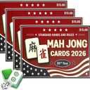 2026 American Mahjong Cards, 4 Pack Large Print Rules and Score Guide, Large Print, 6-1/8 x 4-3/4 in Folded