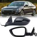 Left Driver Side Mirror Compatible with 2018-2025 Honda Accord LX Sport 1.5T Power Glass | Non-Heated | Paint to Match Repalces HO1320328 76258-TVA-A02 (3Pins-Black)