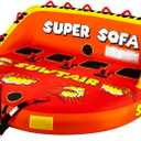 SUWTAIR Towable Tubes for Boating,Pull Tube, Super Sofa Tubes for Boats,Inflatable Boat Tube,Front&Back Tow Points w/Heavy-Duty Thick Nylon Cover for Water Sports (4)