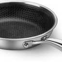 Stainless Steel Frying Pan 8 Inch Nonstick Honeycomb Coatings Skillet for Eggs & Omelettes-Non Toxic Healthy Kitchen Cooking Pan Compatible with All Cooktops