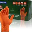 100PCS Orange 8MIL Diamond Grip Nitrile Gloves, Industrial Grade Chemical Resistant Work Gloves for Mechanics, Automotive, Lab Cleaning, Medium