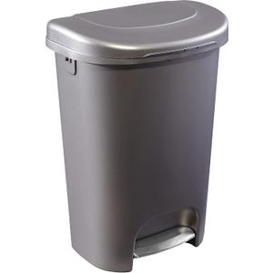 Rubbermaid Classic 13 Gallon Premium Step-On Trash Can with Lid and Stainless-Steel Pedal, Bronze Waste Bin for Kitchen/Home/Garage/Office