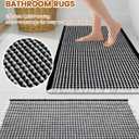 Smiry Waffle Bath Mat 72x24, Extra Soft Absorbent Bathroom Rugs, Non Slip Machine Washable Quick Dry Bath Rugs for Bathroom Floor, Tub, Shower, Home Decor Accessories, Black & Cream
