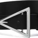 HOTWILL Belts for Women Jeans Dress Fashion Wide Waist Belt with Bronze Triangle Buckle (Large: fits waist from 34"-37", Silver)