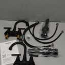 Bathroom Faucets for Sink 3 Hole, Hurran 4 inch Matte Black Bathroom Sink Faucet with Pop-up Drain and 2 Supply Hoses, Stainless Steel Lead-Free Centerset Faucet for Vanity RV, 2 Pack