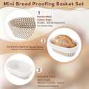 6 Set Mini Banneton Bread Proofing Basket Natural Cotton Rope Proofing Bowls Kit with Cloth Liner Small Sourdough Bread Baking Supplies for Home Baking (Brown,6.9 x 4.53 x 2.36 Inches)