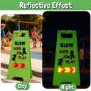 ZAVOOS 3 Pack Kids Playing Signs for Street, Reflective Slow Down Alert Sign with Double Sided Text Graphics, Highly Visible Children Safety Warning Signs for Neighborhoods, Yards, Driveways