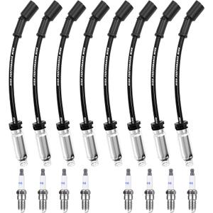 High Performance Spark Plugs and Wires Fit for 1999-2013 Chevy Silverado 1500 2500 Tahoe Suburban Avalanche GMC Sierra Yukon Escalade, Replace for 9748HH 9748UU 41-162 41-110, with 4.8 5.3 6.0 6.2 V8