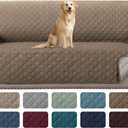 H.VERSAILTEX Reversible Quilted Sofa Cover Water Resistant Sofa Slipcover Washable Couch Cover with Non Slip Elastic Strap Furniture Protector for Kids, Dogs, Pets(Sofa, Taupe Brown/Beige)