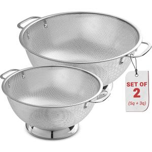 Bellemain Micro-perforated Stainless Steel Colander-Dishwasher Safe (3 QT and 5 QT)