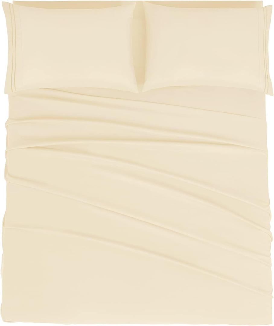 Mejoroom California King Size Sheet Set - Soft Microfiber Bed Sheets,Deep Pocket Fitted Sheet, Breathable, Wrinkle & Fade Resistant - 4 Piece (California King, Taupe)