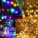 Minetom Star String Lights Plug in - 33 ft 100 LED Star Fairy String Lights with Remote and Timer, Waterproof for Bedroom Tent Loft Bed Shelf Porch Patio Garden Party Dcor, Warm White + Multicolor