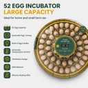 52 Egg Incubator with Automatic Egg Turning and Humidity Display, Incubators for Hatching Eggs, Chicken, Ducks, Goose, Pigeon, Quail, Parrot Incubator for Farm, Lab