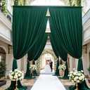 20ft15ft Forest Green Backdrop Curtain for Wedding Parties, 4 Panels Wrinkle Free 15 FT Long Polyester Photo Backdrop Drapes Back Drop Cloth for Birthday Photography Background