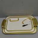 JEESA 3-Pack Serving Tray with Handles, Platters for Serving Food Turkey Cookie Appetizer Snack, Reusable Plastic, Stackable, for Holiday, Party, White