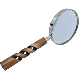FYNJREX Bronze Brass Magnifying Glass, 4" Lens, 10x Magnification, Antique Finish, Bone Handle