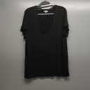 Splendid Women's Cotton Modal Slub V Tee (Medium, Black)
