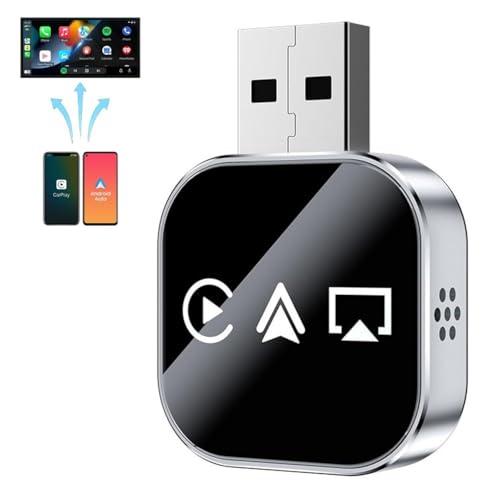 nocmosi Screen Mirroring Adapter, 2026 Upgrade 3 in 1 Wireless Carplay Mirror Link Adapter for Cars with Built-in Wired Carplay Plug, Compatible with iPhone Phone/Airplay/Android Auto(for iPhone,1pc)