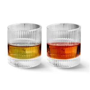 Vintage Straight Line Highball Cocktail Drinking Glasses and Tumblers 10oz, 12oz (10 oz, Set of 2) [2070]