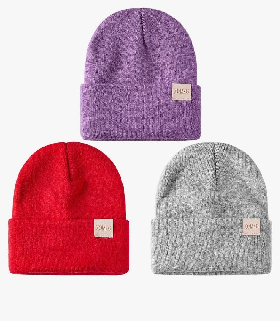 Toddler Beanie Kids Winter Hats Infant Warm Knit Cap Newborn Winter Warm Hat for 0-36 Month Boys Girls, Pack Of 2