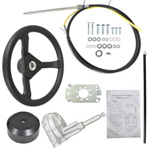 WFLNHB 10FT Boat Rotary Steering System Outboard Kit SS13710 Marine with Wheel