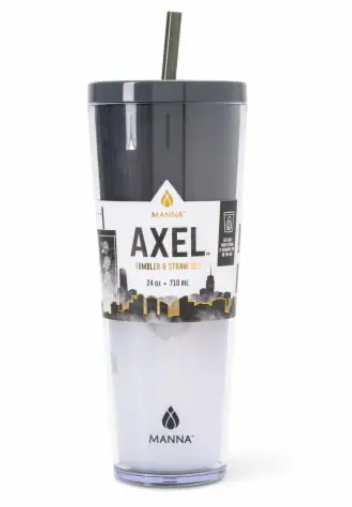 Manna™ Axel™ Plastic Tumbler & Straw Set - Black 24 oz