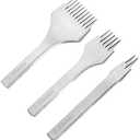 KUIDAMOS 3PCS White Steel 2/5/10 Punch Prong Tool Set Lacing Stitching Chisel Set for Leather Crafts Punching Working(Spacing 3.85mm)