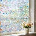 Coavas Stained Glass Window Privacy Film, Rainbow Circle, 35.4" x 78.7"
