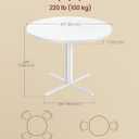 VASAGLE Dining Table, Small Round Kitchen Table for 4 People, 31.5 x 29.4 Inches, for Dining Room, Living Room, Farmhouse, Water-Resistant, Snow White UKDT082W01V1