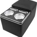 Universal Bench Seat Center Console, Center Console Organizer with Cup Holders, Designed for Durability and Style (Regular, Black)