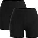 WDIRARA Women's 2 Pack Bikers Shorts High Waisted Workout Running Yoga Gym Short Leggings (XL)