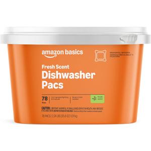 Amazon Basics Dishwasher Detergent Pacs, Fresh Scent, 78 Count