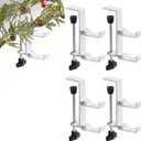 Fireplace Stocking and Garland Hanger, 2 in 1 Mantel Hanger for Garland, Fireplace Stocking Holders for Mantle Garland Hooks for Xmas Holiday Home Party Decoration,Fits 0.31-3.9Mantles (White, 4)