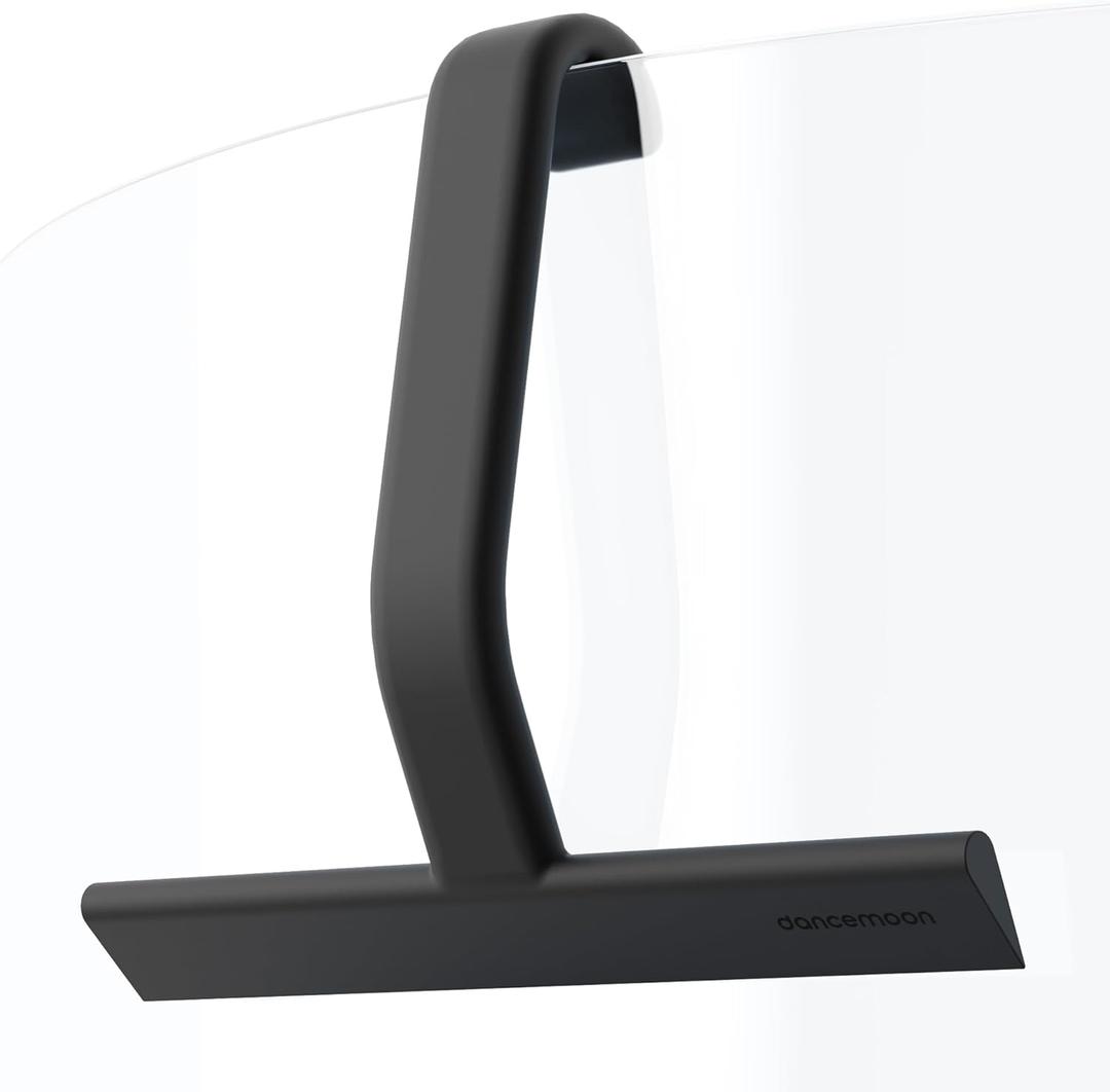 dancemoon JustHang Shower Squeegee for Glass Doors, All-in-One Award-Winning Silicone Squeegee with Built-in Hook for Bathroom, Window, Mirror, Tile Wall, Car, Streak-Free Cleaner Tool, 10-Inch Black