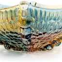 EWEIGEER 10.7-inch High-Grade Crystal Glass Colorful Fruit Candy Snack Bowl,Art Glass Bowl Flower-shaped,Cool Design