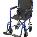 Drive Medical Deluxe Lightweight Aluminum Transport Wheelchair, Blue, 17"