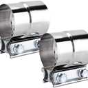 2.5 Inch Exhaust Clamps 2 Packs,2 1/2in Lap Joint Band Clamp 304 Stainless Steel for Muffler Pipe Repair,Catalytic Converters