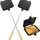 2PCS Campfire Sandwich Maker with Removable Long Handle, Non-Stick Pie Iron Sandwich Toaster, 23.6" Length Cast Aluminum Toaster for Home BBQ Camping Grilling Outdoor Cooking