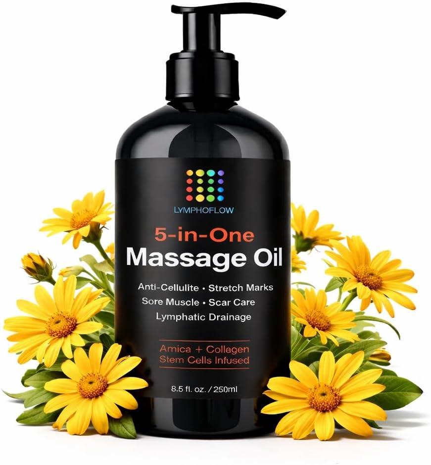 Bruizex Lymphatic Drainage Massage Oil with Arnica, Collagen and Stem Cells, Post Surgery Recovery &, Liposuction, 360 Lipo, BBL, Tummy Tuck, Fibrosis Treatment, 8.5 Oz