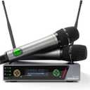 Dual-Channel UHF Wireless Microphone System with Auto Scan & IR Sync  200 Channels, 400ft Range, Cardioid Mics, Metal Body, LCD Display for Live Events, Recording, Stage Performances