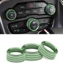 AuTK Climate Control Knob Covers Compatible with Dodge Challenger/Charger 2015-2024, Chrysler 300/300s 2015-2024, 5Pcs Kit (Green)